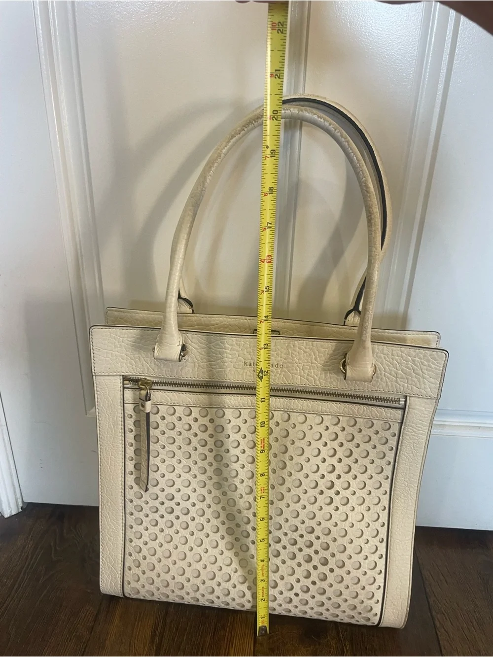 Kate Spade Cream Perforated Leather Tote Bag
